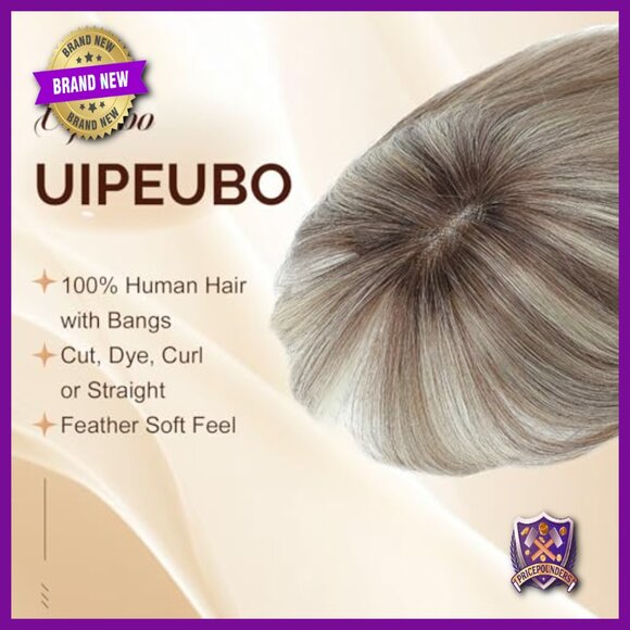 10 Inch Human Hair Topper with Bangs for Thinning Hair main image 3